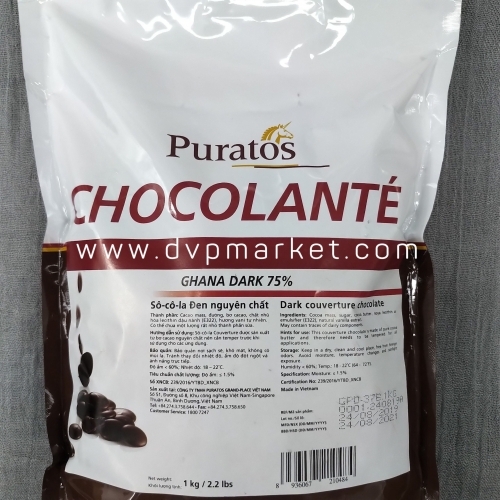 Puratos - Socola nút đen Ghana dark 75% (1kg)