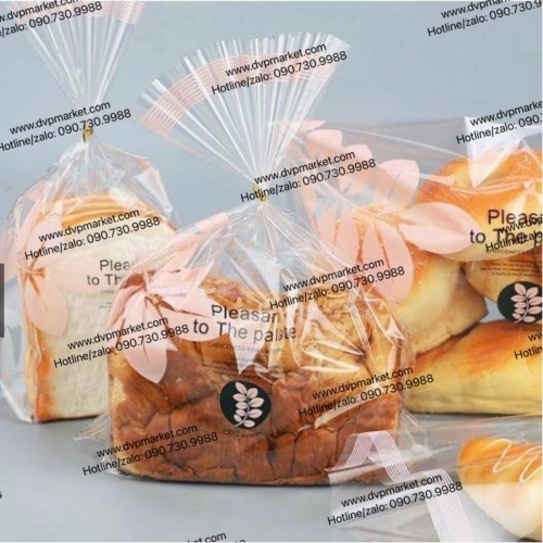 Túi bánh mì nilon ngang lá hồng 31x27cm (xấp 100c)