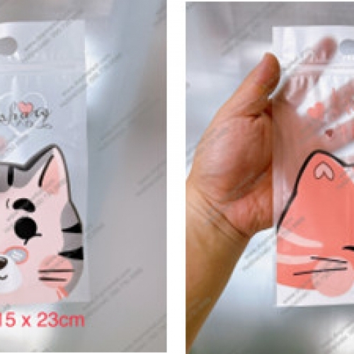Túi zip size 15.5x23 - Mèo sweet (Xấp 50c)