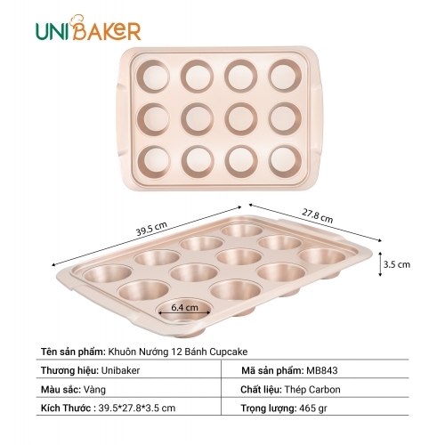 Unibaker - Khuôn nướng 12 bánh cupcake - MB843
