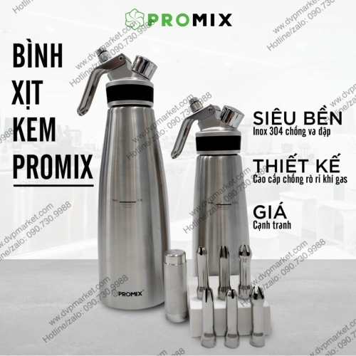 Promix - Bình xịt kem tươi N2O - Inox - 1L