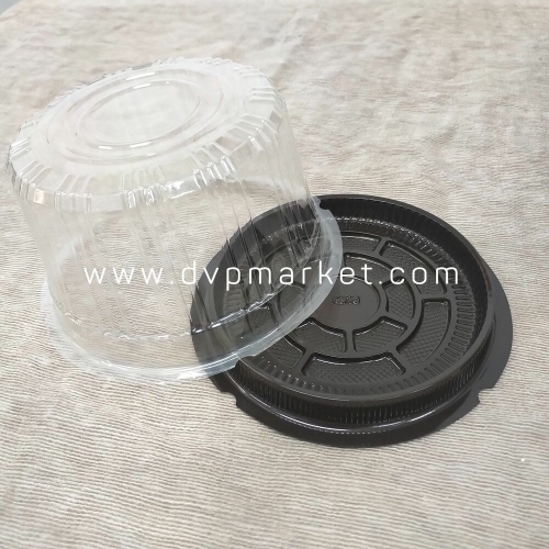 Hộp nhựa đựng bánh tròn đế đen A016 - 16cm