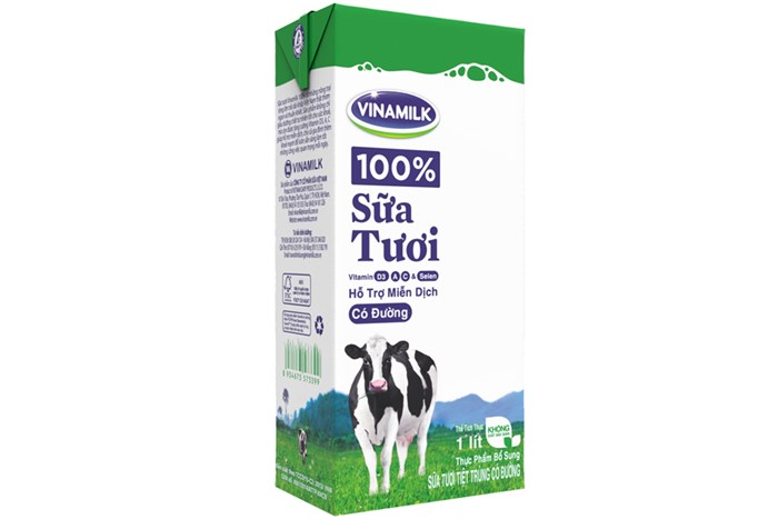 Sản phẩm sữa tươi Vinamilk có đường thường dùng trong các công thức làm sinh tố