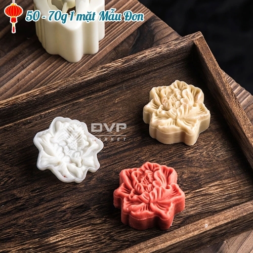 Khuôn bánh trung thu lò xo 50-70g 1 mặt mẫu đơn 2021