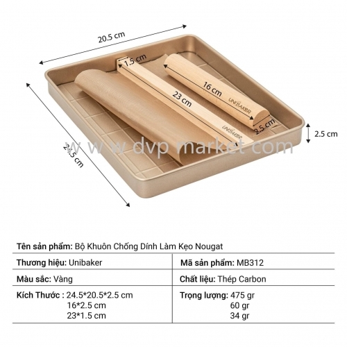 Unibaker - Khuôn làm kẹo Nougat bằng thép chống dính - MB312