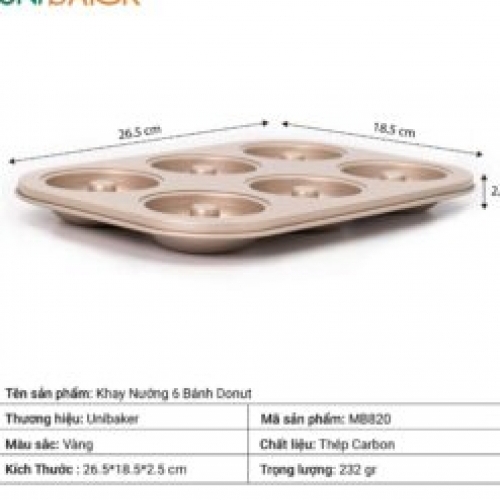 Unibaker - Khay nướng 6 bánh Donut - MB820