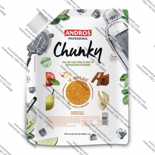 Mứt trái cây Andros Chunky 1kg - Lê táo và Quế