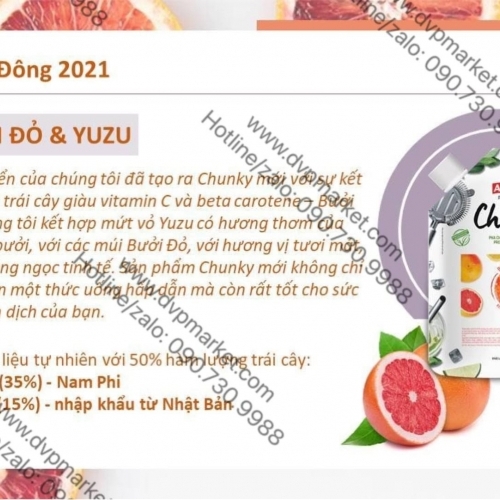 Mứt trái cây Andros Chunky 1kg - Bưởi đỏ Yuzu