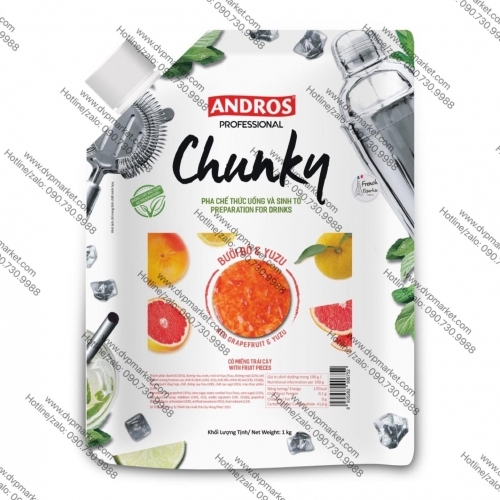 Mứt trái cây Andros Chunky 1kg - Bưởi đỏ Yuzu