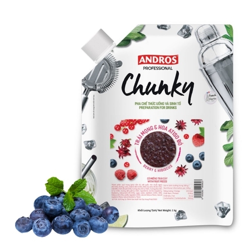 Mứt trái cây Andros Chunky 1kg - Trái mọng và hoa Atiso đỏ