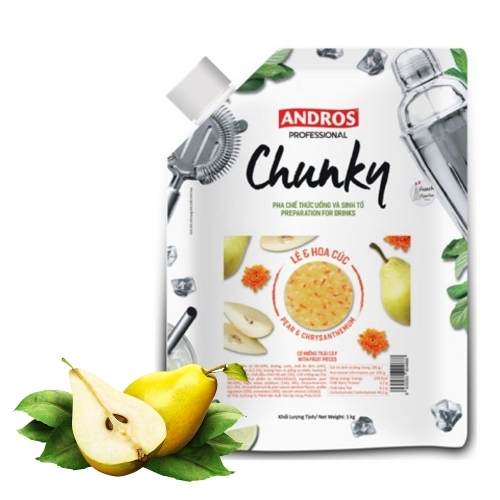 Mứt trái cây Andros Chunky 1kg - Lê và hoa cúc