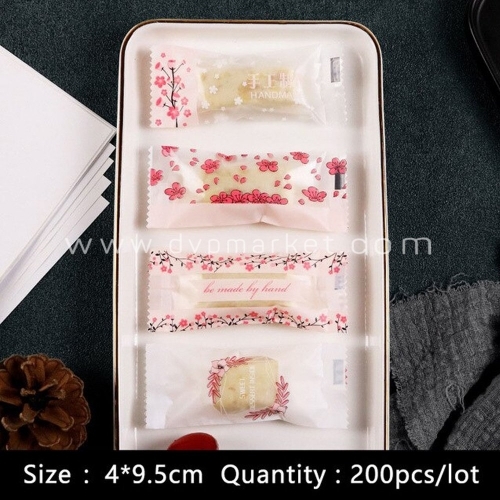 Túi kẹo nougat 4x9.5cm in hoa (Xấp 200)