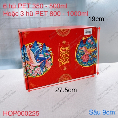 Set 05 hộp bồi carton trắng én xuân 6h không túi Tết 2023