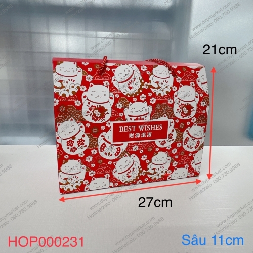 Set 05 Hộp giấy Mèo Trắng May Mắn lớn 27.5x11.7x21.5cm (1-3kg thành phẩm)