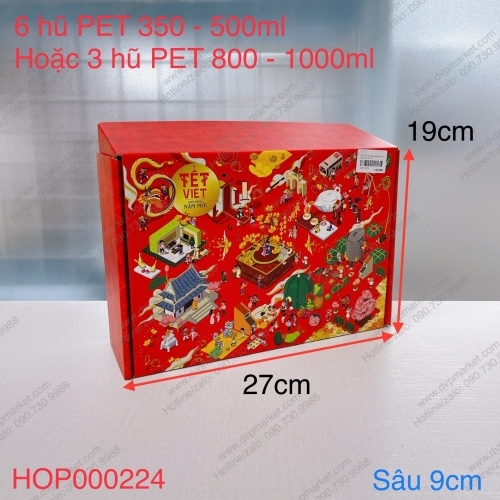 Set 05 hộp bồi carton trắng tết việt 6h không túi Tết 2023