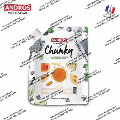 Mứt trái cây Andros Chunky 1kg - Dưa lưới và Đào