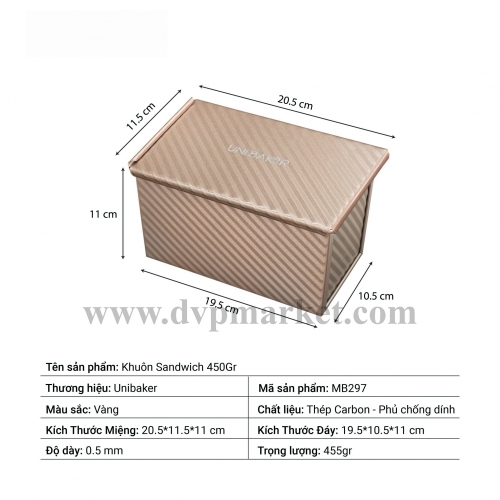 Unibaker - Khuôn sandwich chống dính 450g MB297 (20.5x11.5x11cm)