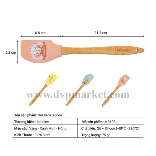 Unibaker - Vét kem silicon MB198 (xanh-vàng-hồng)