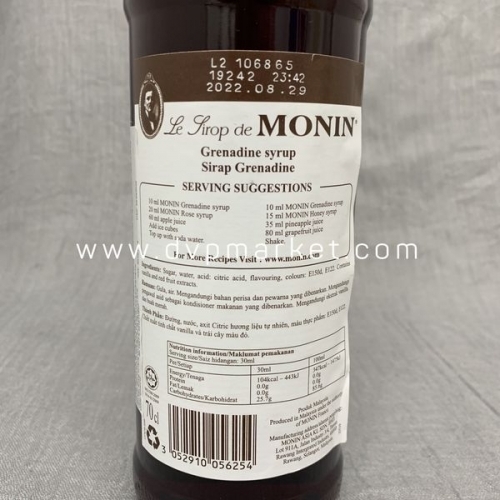 Syrup Monin Grenadine 700ml - Lựu và vani