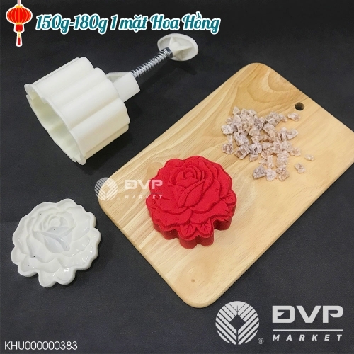 Khuôn bánh trung thu lò xo 150-180g 1 mặt hoa hồng 2021